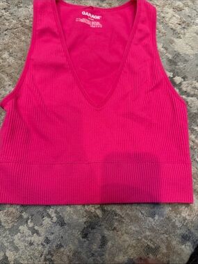 Garage Hot Pink Ribbed V-Neck Tank